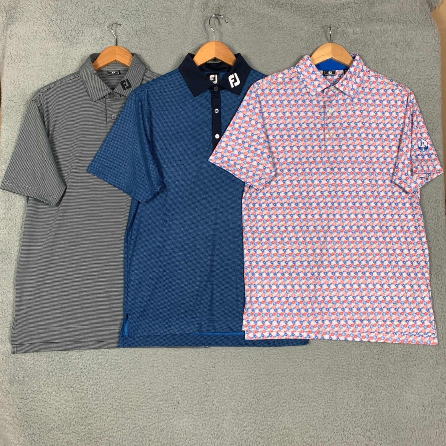 Lot Of 3 Footjoy Polo Shirts Mens Small Geometric Lisle Fj Collar Jeremy Ranch